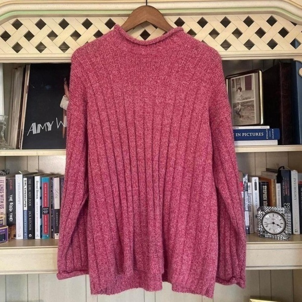 Classic Pink 90s Cottagecore Chunky Knit Sweater